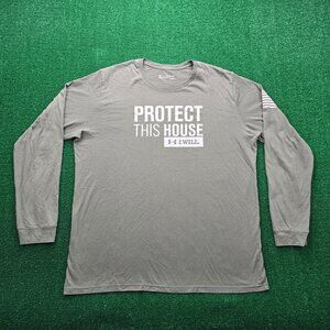 Under Armour Tshirt Mens 2XL Olive Green Freedom Protect This House HeatGear‎